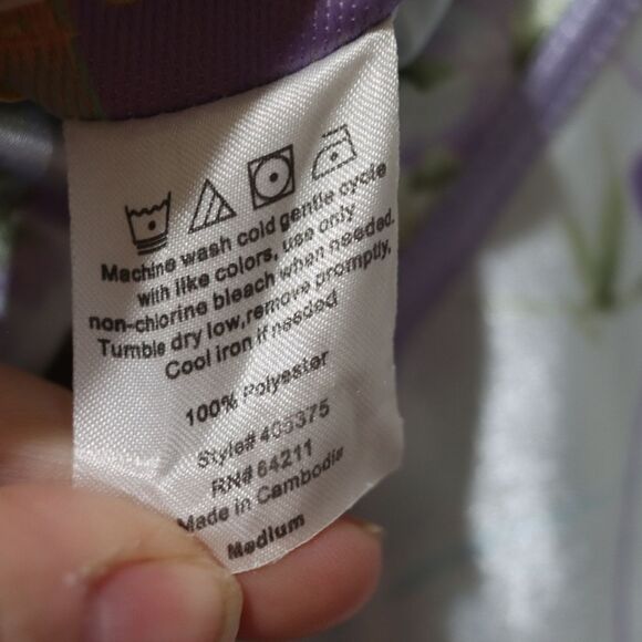 California Dynasty Blue and Purple Floral Long Maxi Slip with Trim Medium - Picture 12 of 12